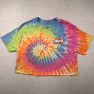 Ron Jon Surf Shop "Las Vegas"men Medium Cropped Shirt Rainbow Spiral Tie-dye